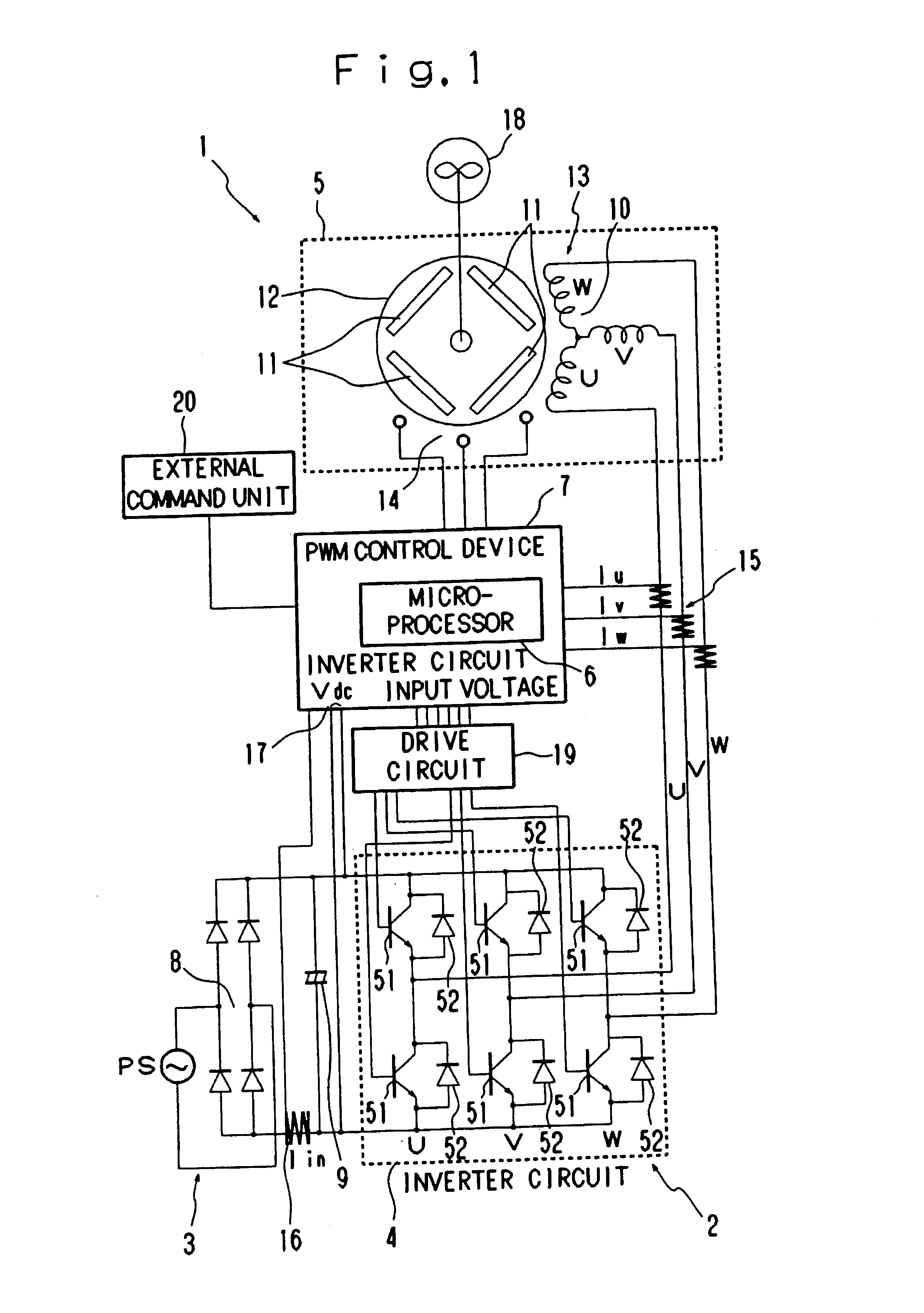 Pulse width modulation circuit controlling output current of an inverter circuit for motor-driven blower or electric vacuum cleaner