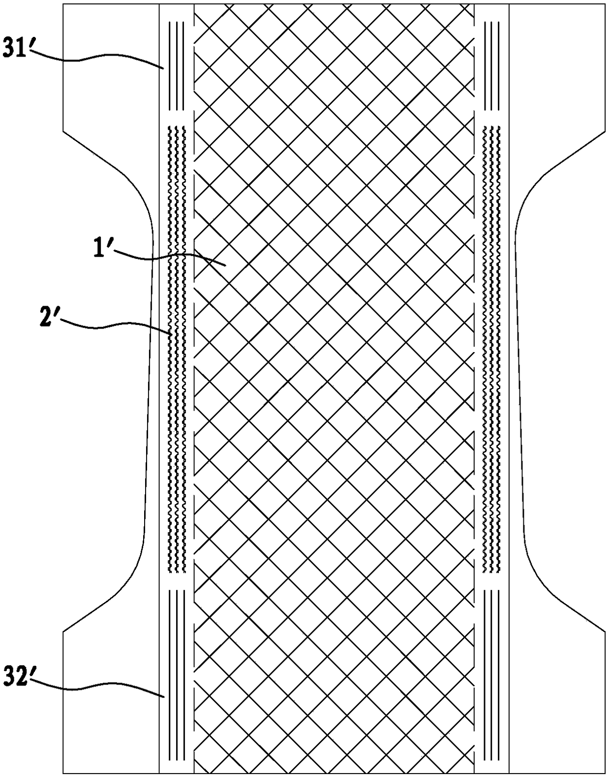 A kind of edge banding process of elastic channel of diaper legs