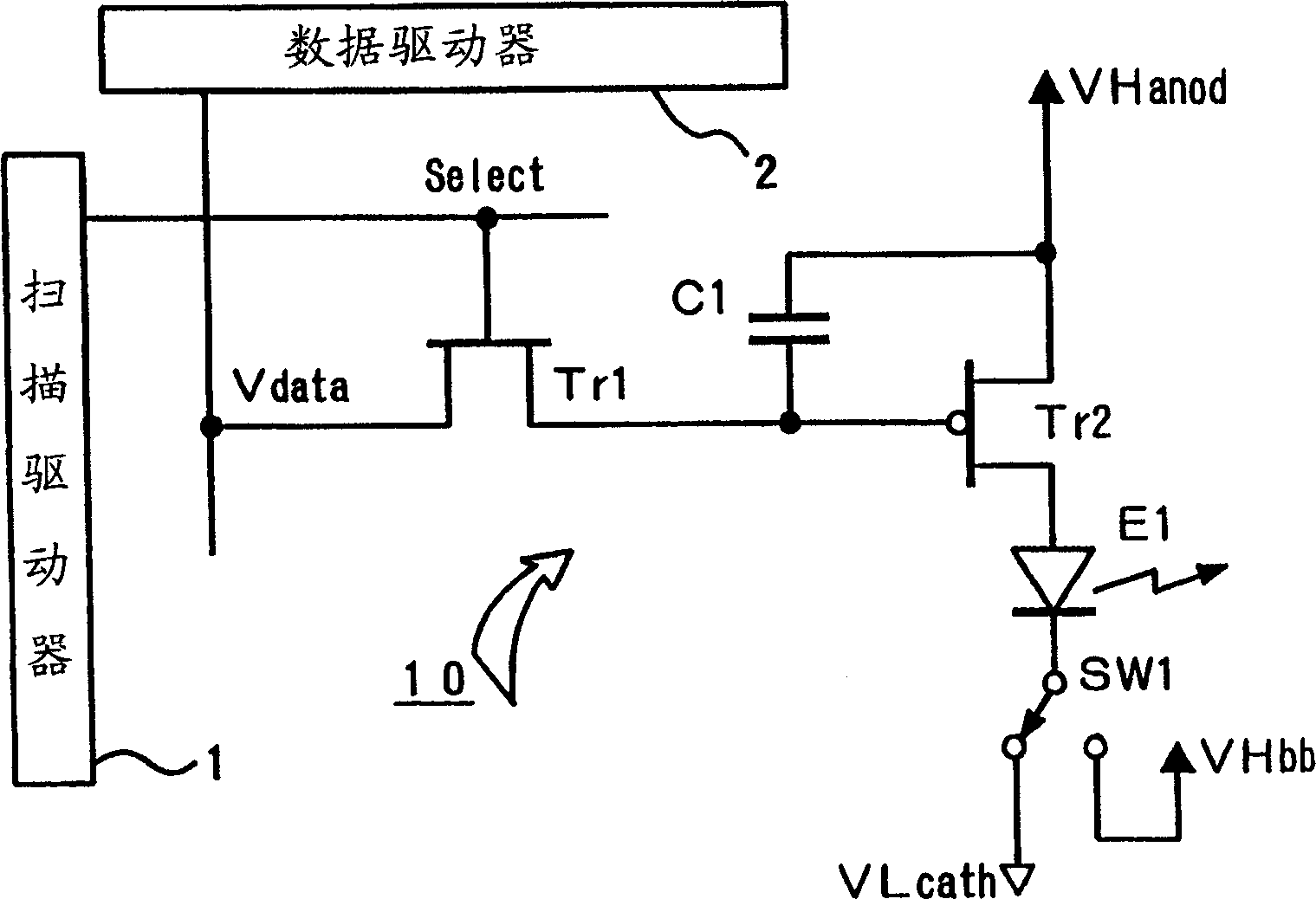 Driving method and driver for active luminous display panel