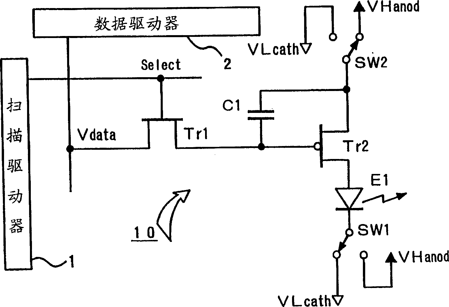 Driving method and driver for active luminous display panel