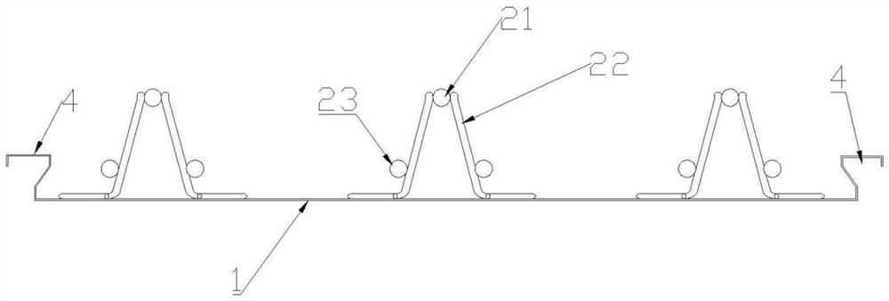 Steel bar truss floor support plate with clamping grooves