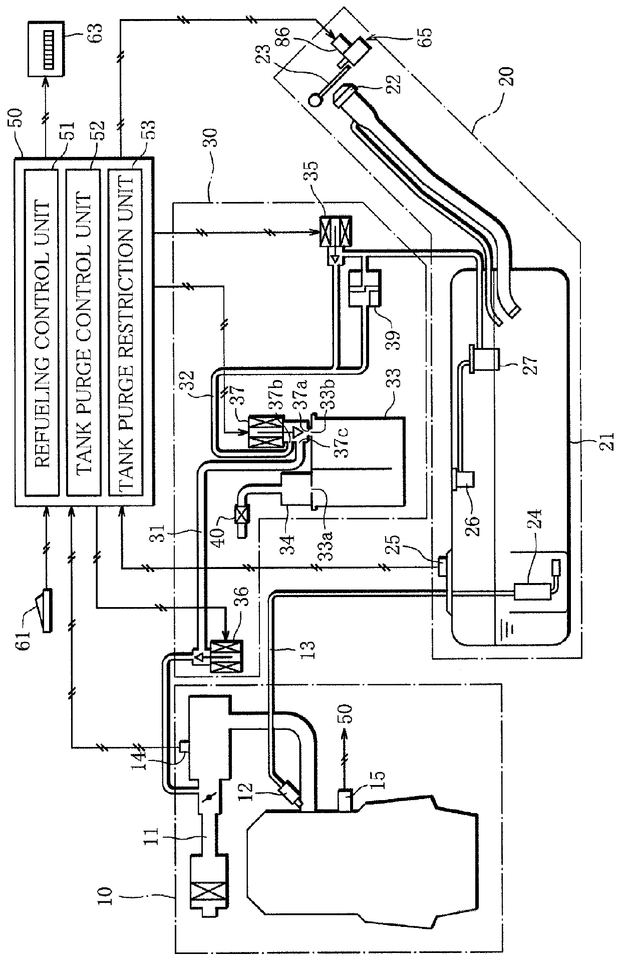 Fuel evaporative emission control device