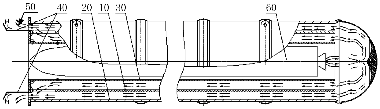 Gas flow independent discharge structure suitable for guided missile canister launcher