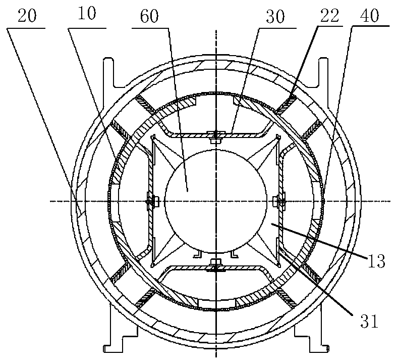 Gas flow independent discharge structure suitable for guided missile canister launcher