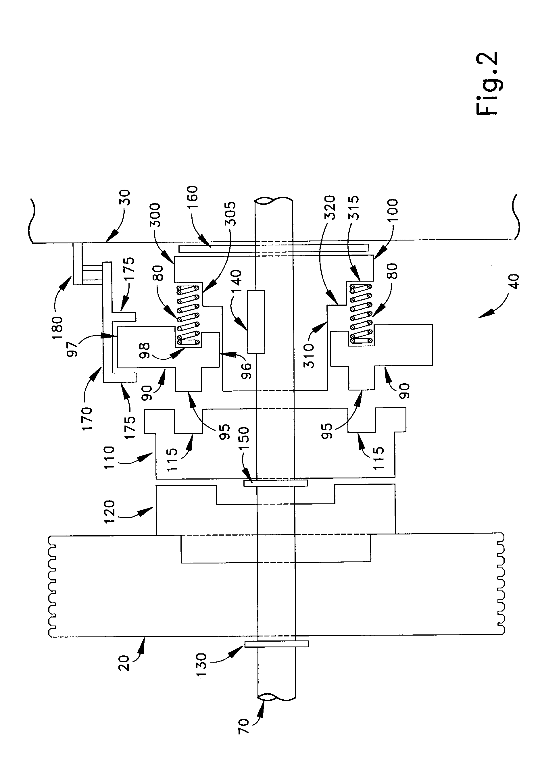 Selectably engageable clutch for a device