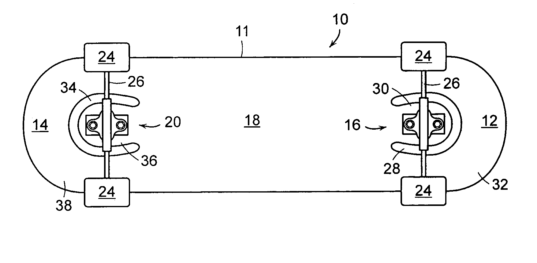 Skateboard with suspension system