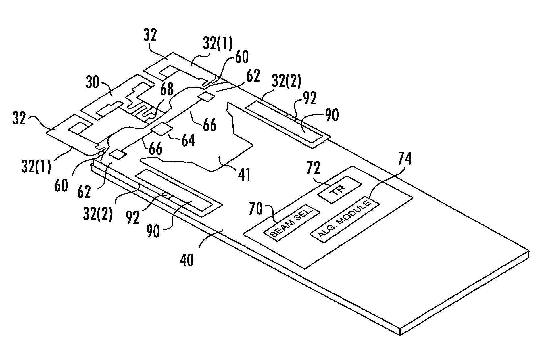 Low profile smart antenna for wireless applications and associated methods