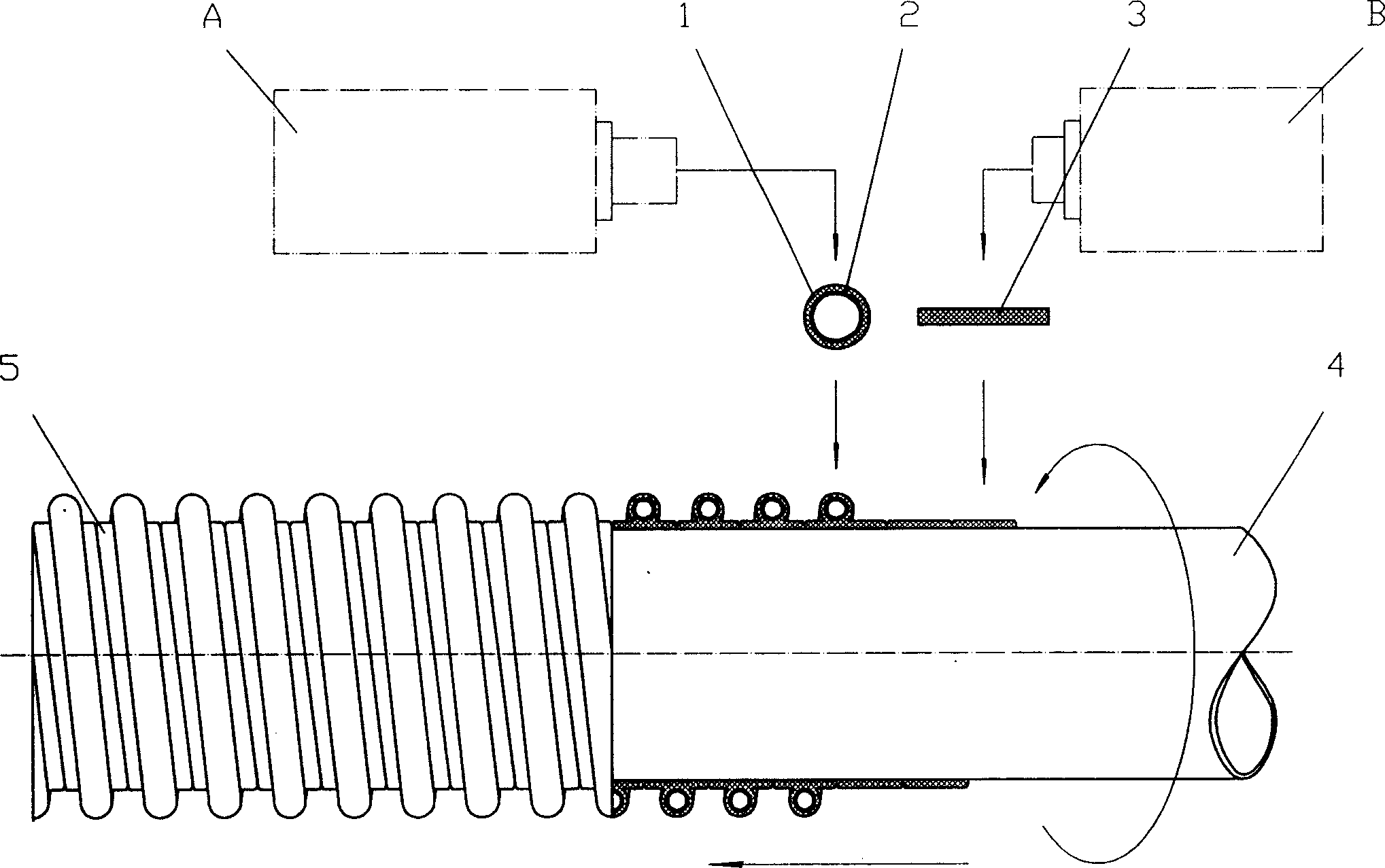 Coextruding heat winding structure wall pipe, processing method and method