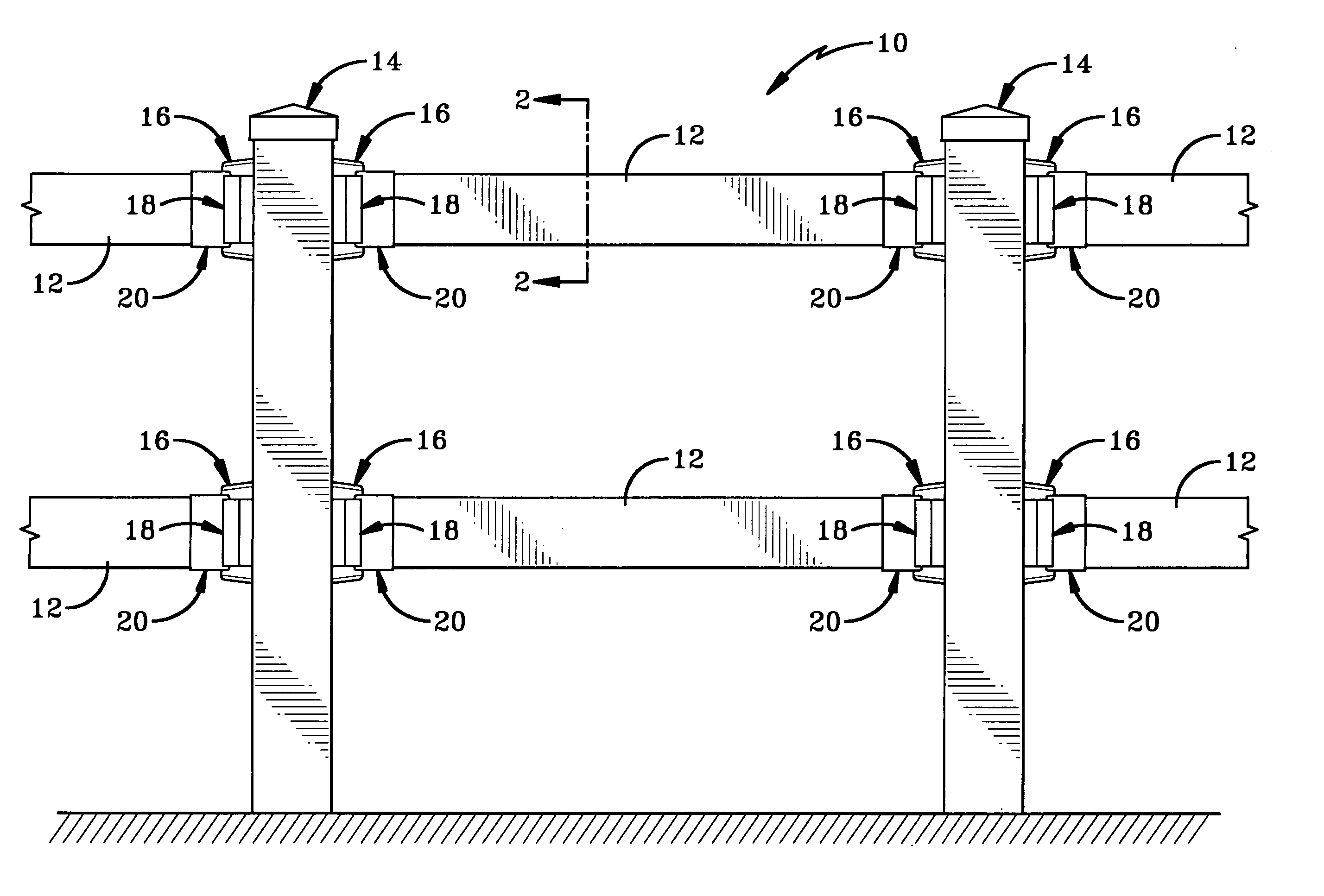 Mounting system for mounting a rail to a post