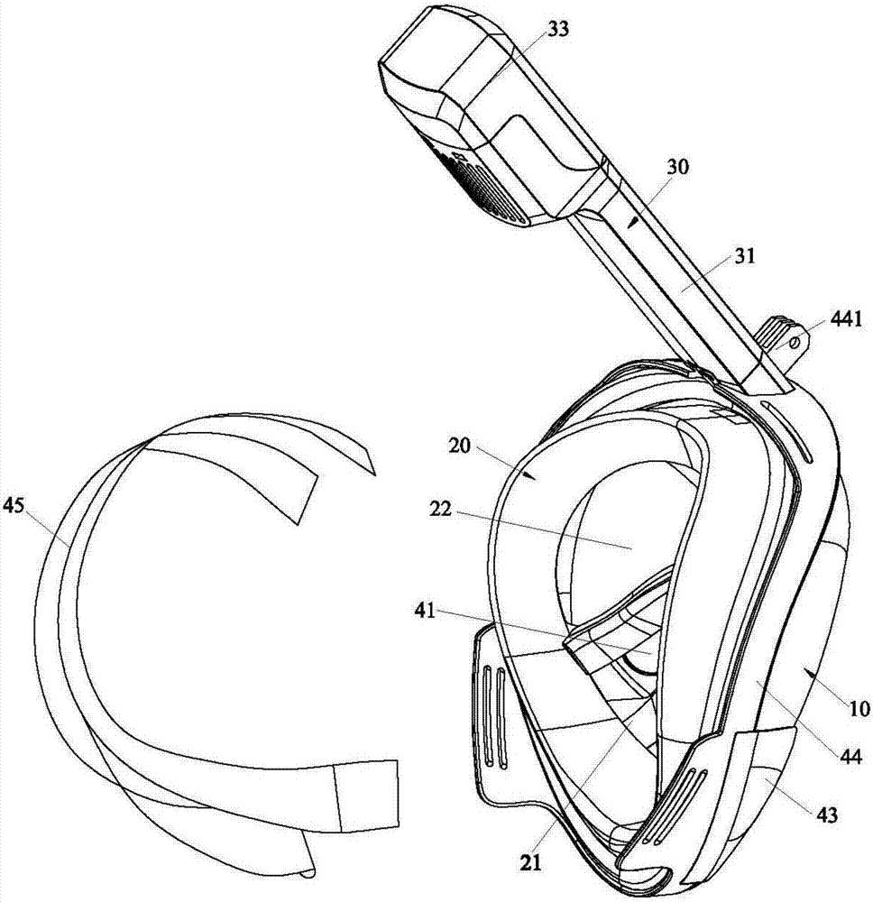 Single-inlet single-outlet snorkeling face mask