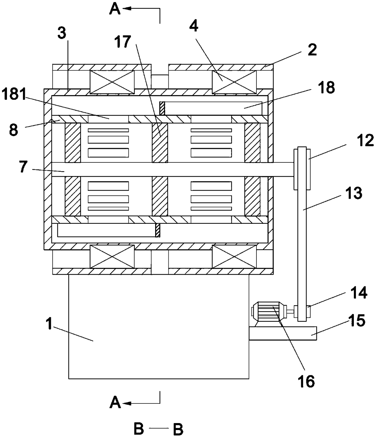 Raw material uniform stirring equipment for color powder proportioning