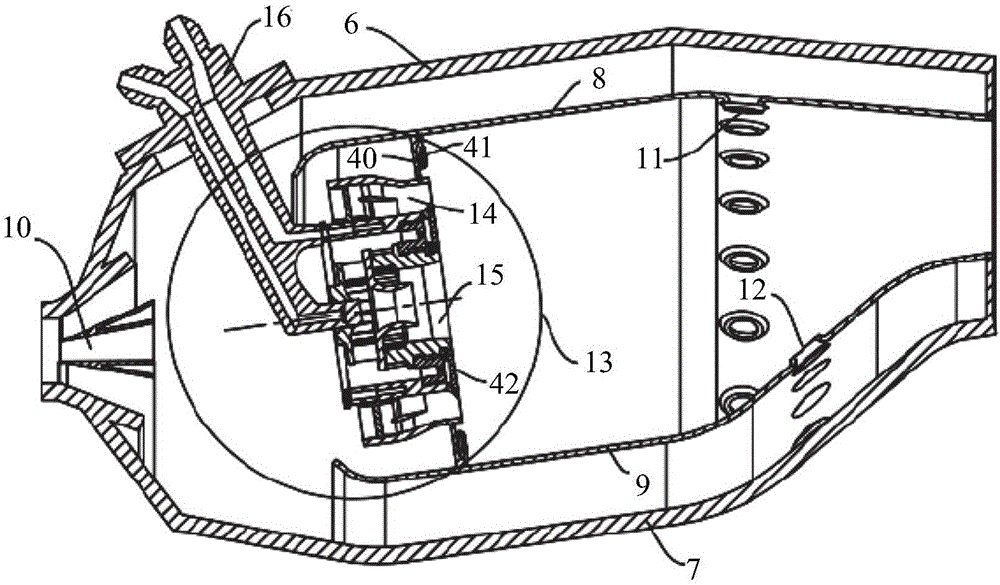 Low-pollution combustion chamber adopting forced diversion at main-combustion-stage outlet