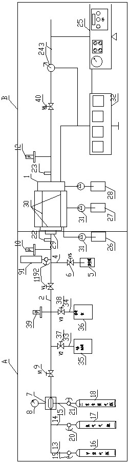 Deep true triaxial anisotropic coal rock gas seepage coupling test system and test method