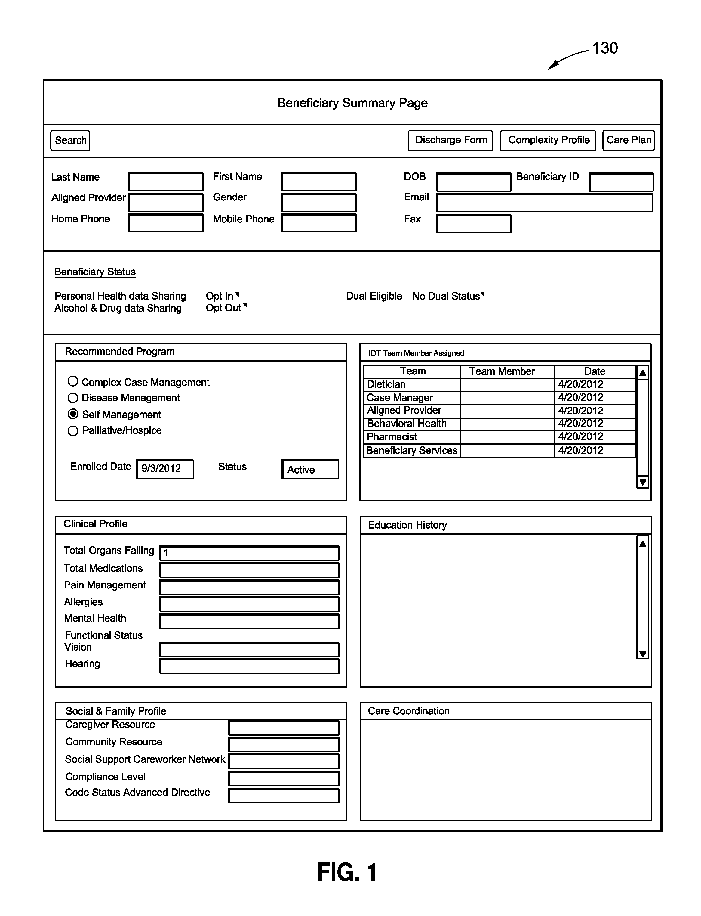 Healthcare administration method for complex case and disease management