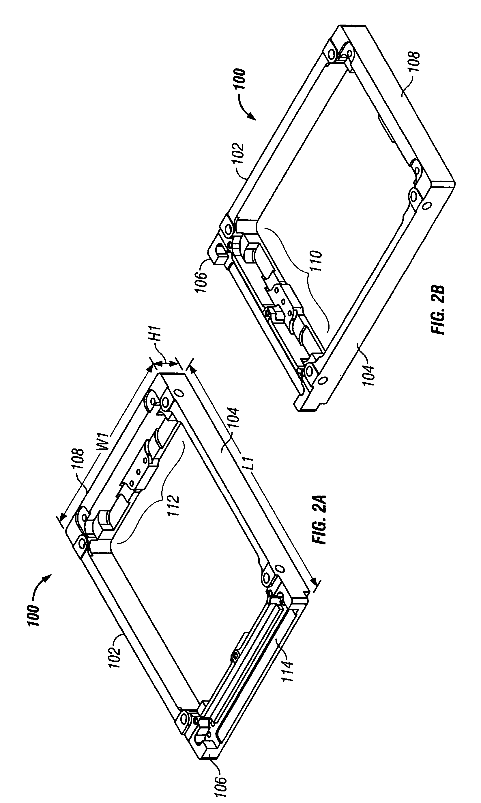 Hard disk drive (HDD) assembly of small form-factor HDD shock-mounted in frame having dimensions of larger form-factor HDD