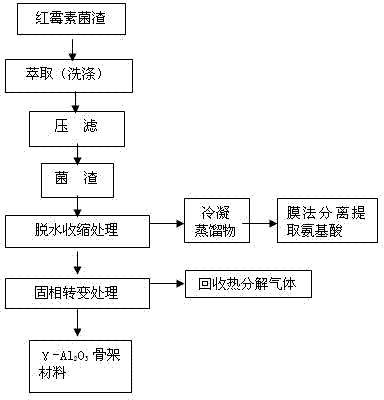 Method for preparing gamma-aluminium oxide (Al2O3) framework material by using erythromycin fungus dreg produced by fermentation method as core-shell material