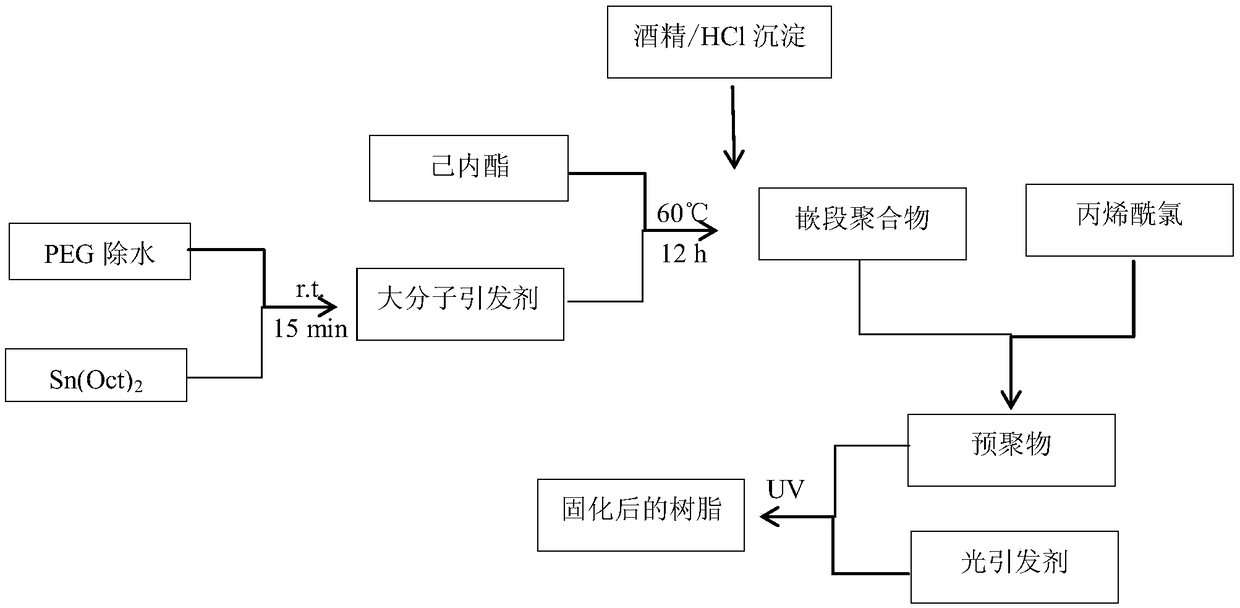 Preparation method of novel biodegradable rapid light curing molding material