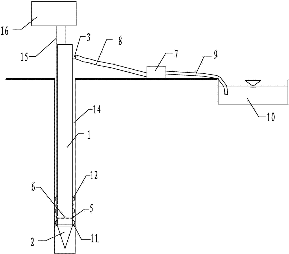 Collapsible loess compaction pile construction device and method capable of reducing thickness of falling soil