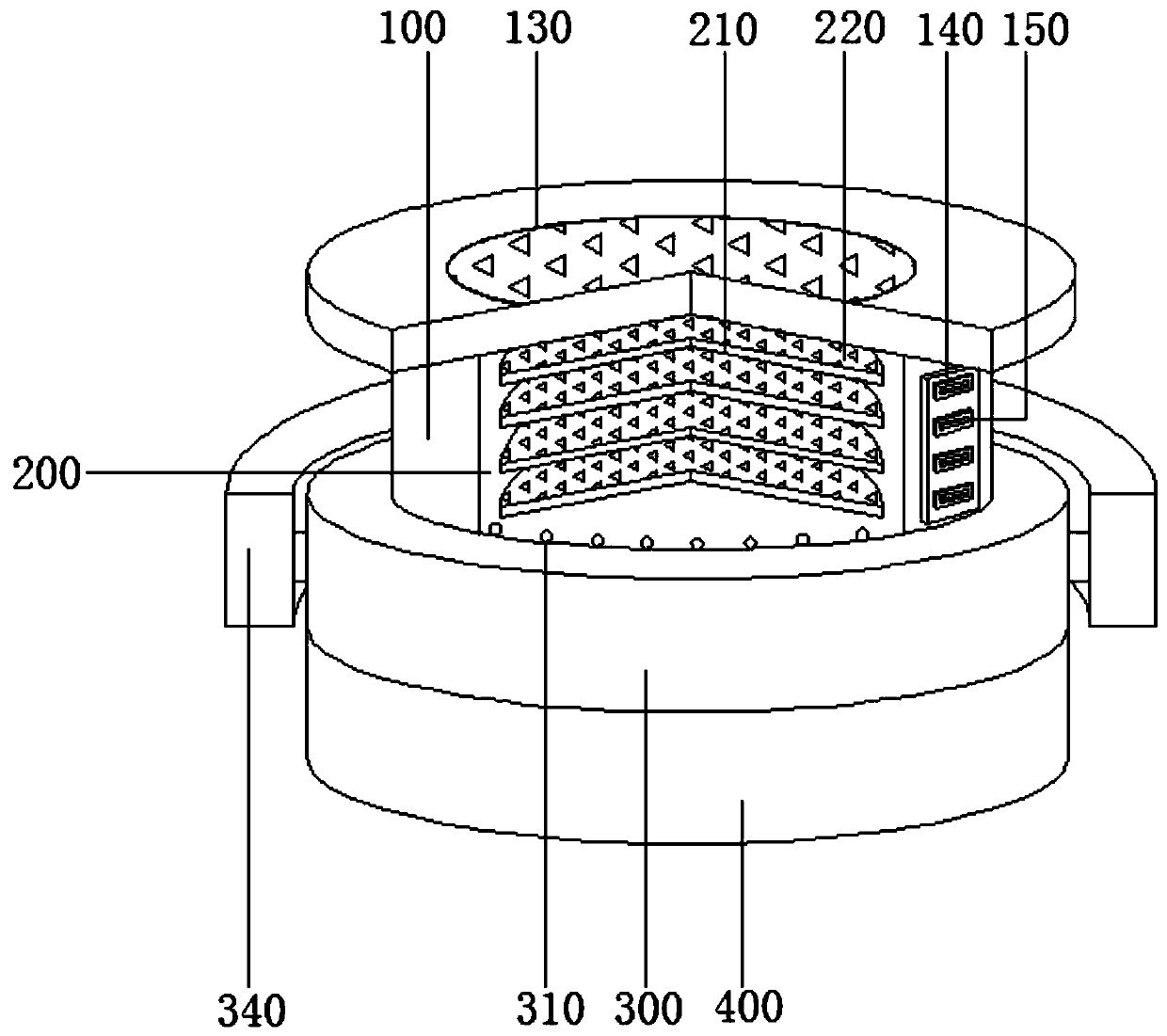 Lamination device for high-frequency mixing-pressure plates with layer number convenient to adjust