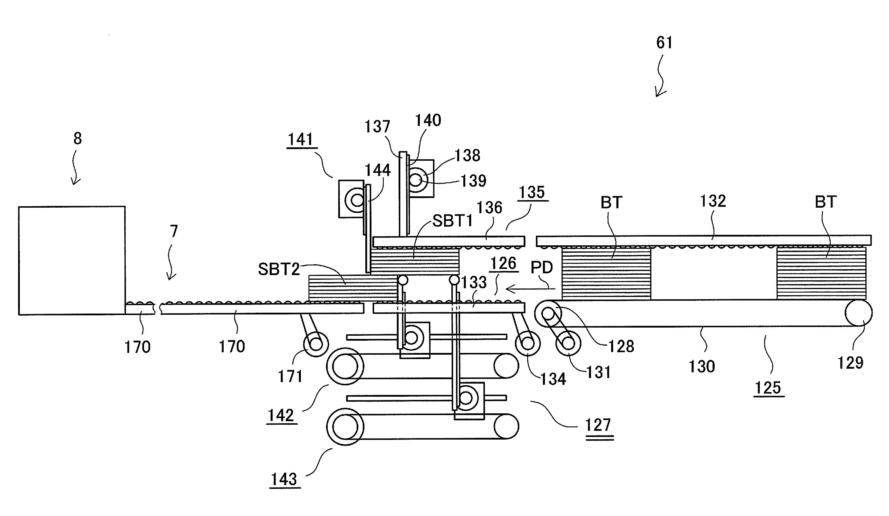 Cardboard sheet batch division device, cardboard sheet counter ejector, and method for dividing cardboard sheet