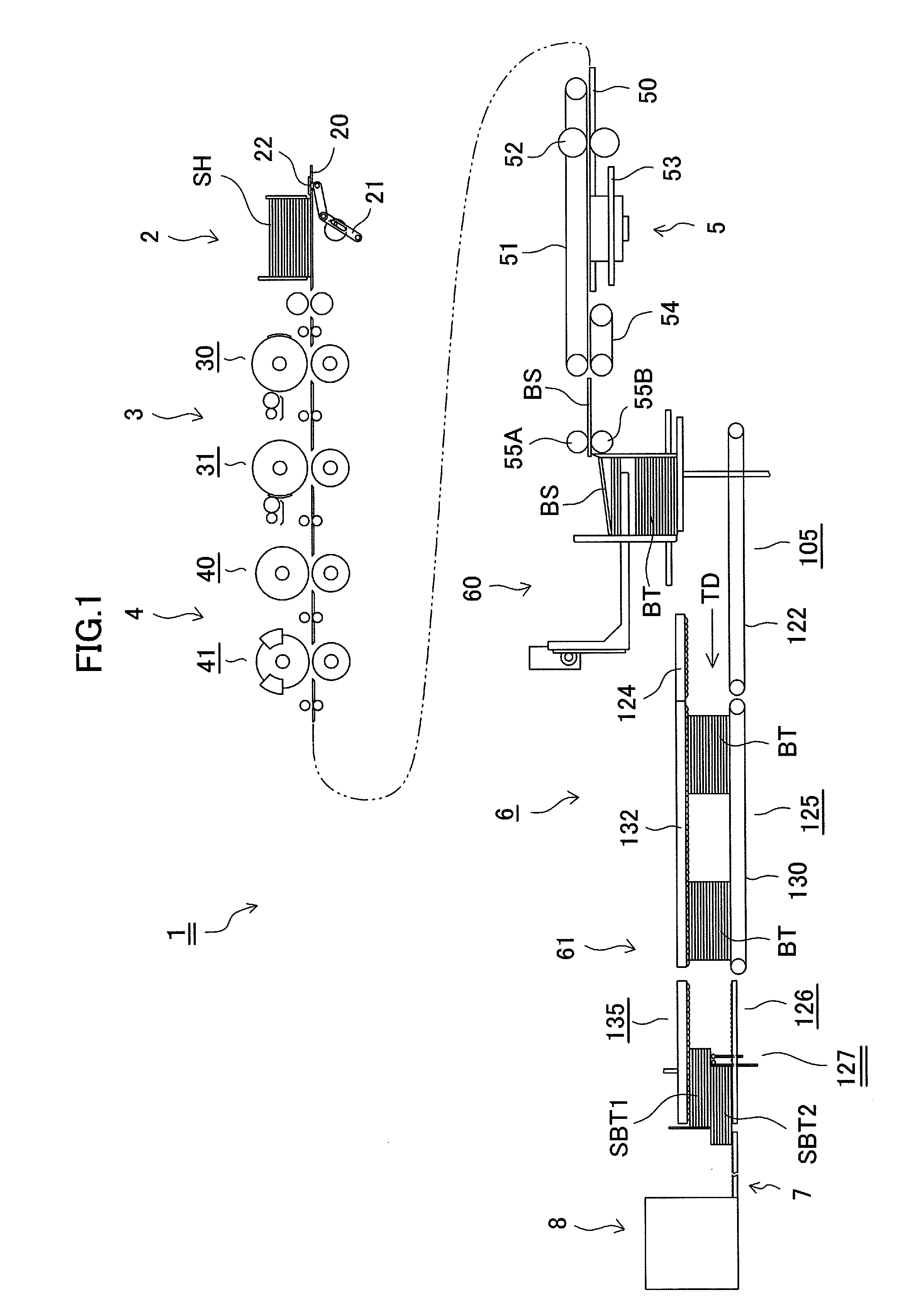 Cardboard sheet batch division device, cardboard sheet counter ejector, and method for dividing cardboard sheet