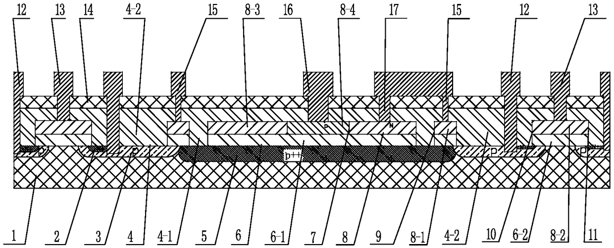 Temperature sensing diode structure integrated on transistor and its preparation method