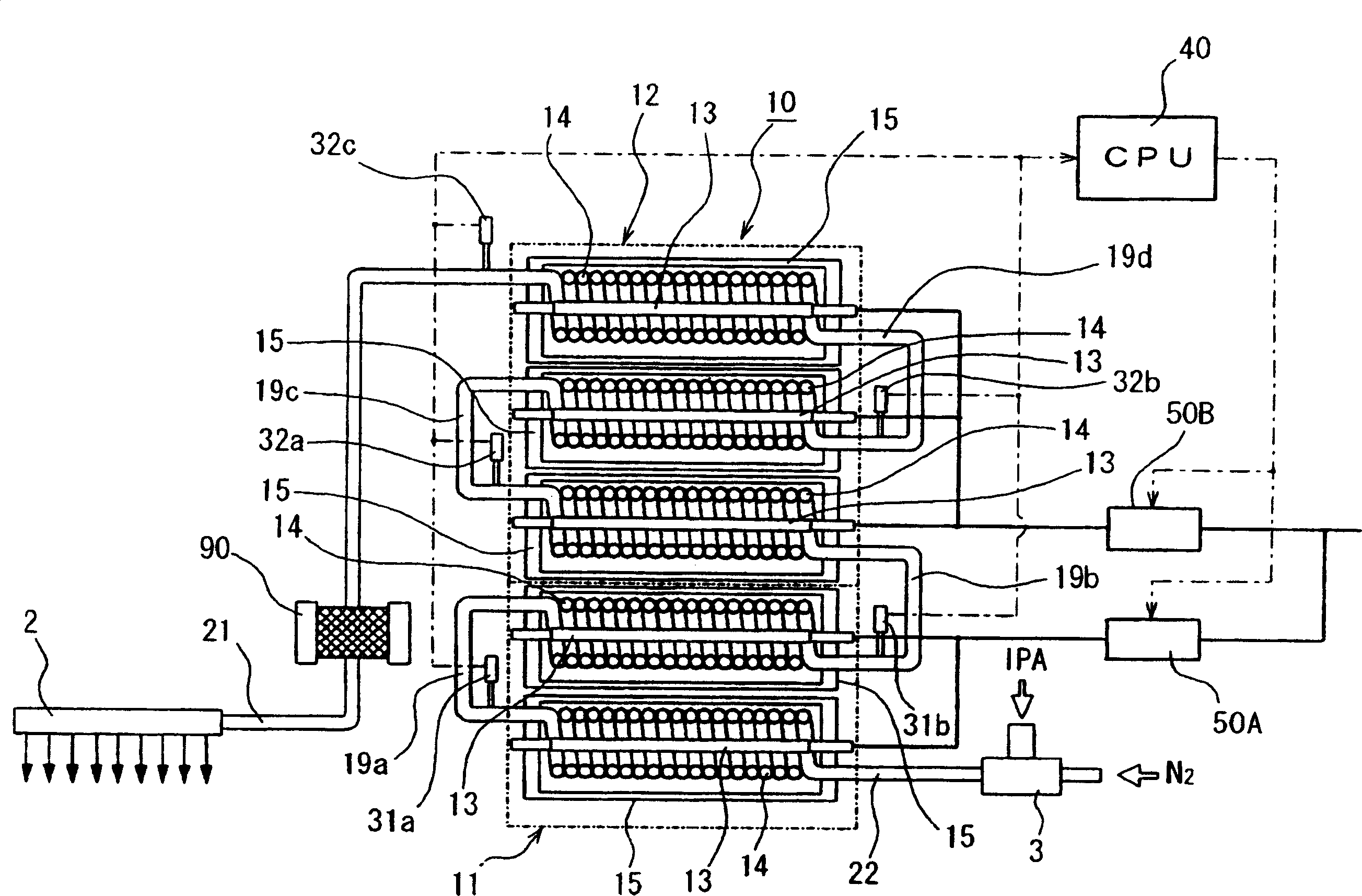 Vapor drying method, apparatus therefor and storage medium