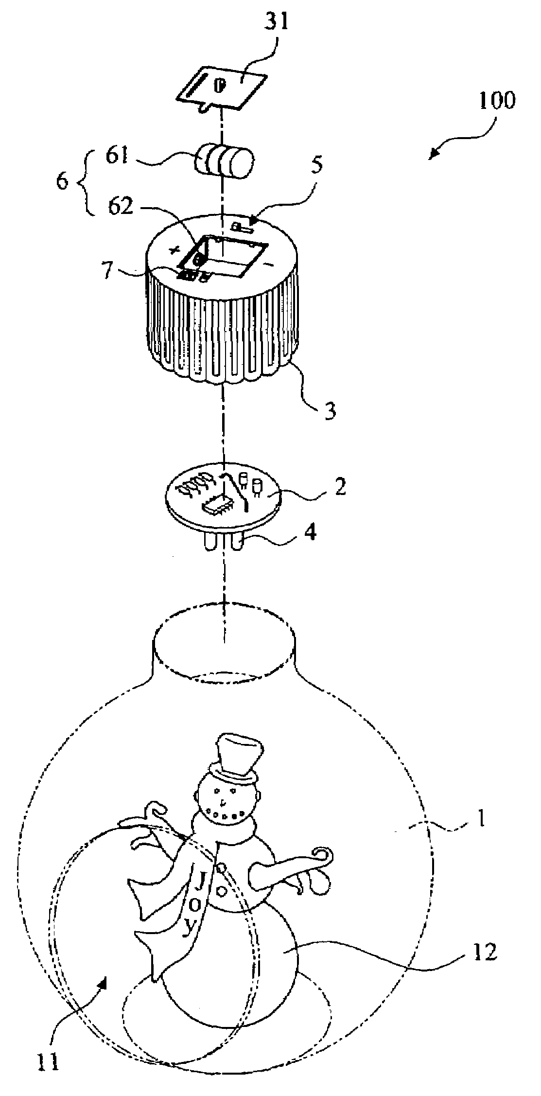 Illuminating ornament with multiple power supply mode switch