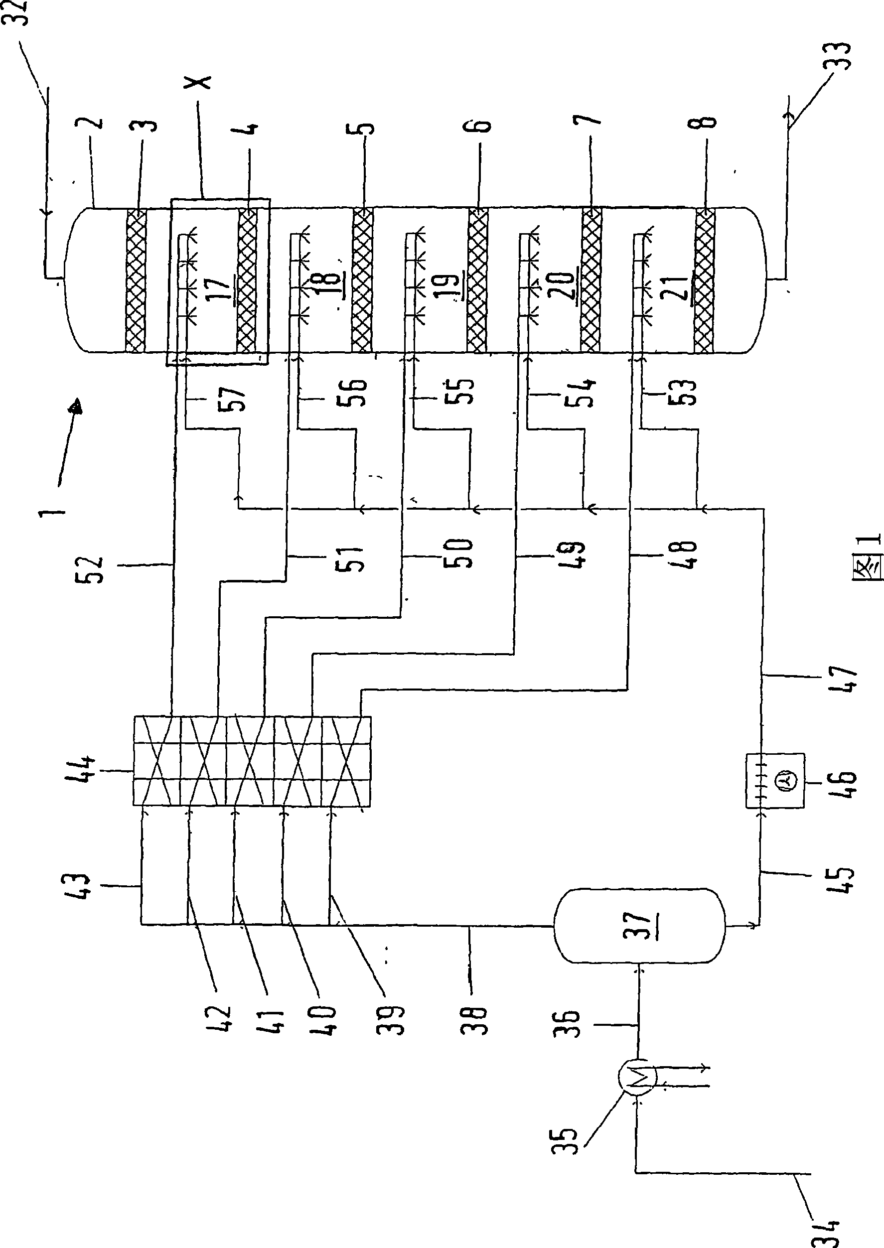 Reactor for the production of C2 to C8 olefins from an oxygenate, water vapor, and one or more material flows containing hydrocarbon