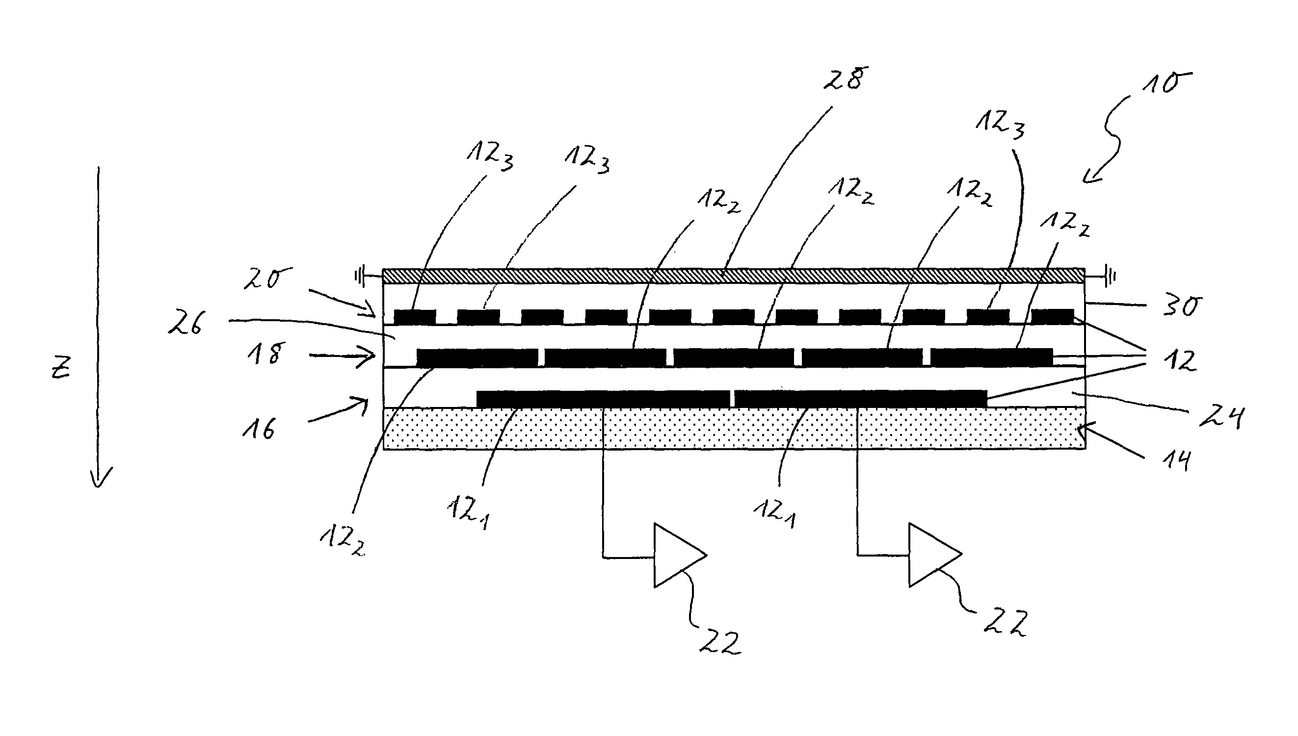 Capacitive spreading readout board