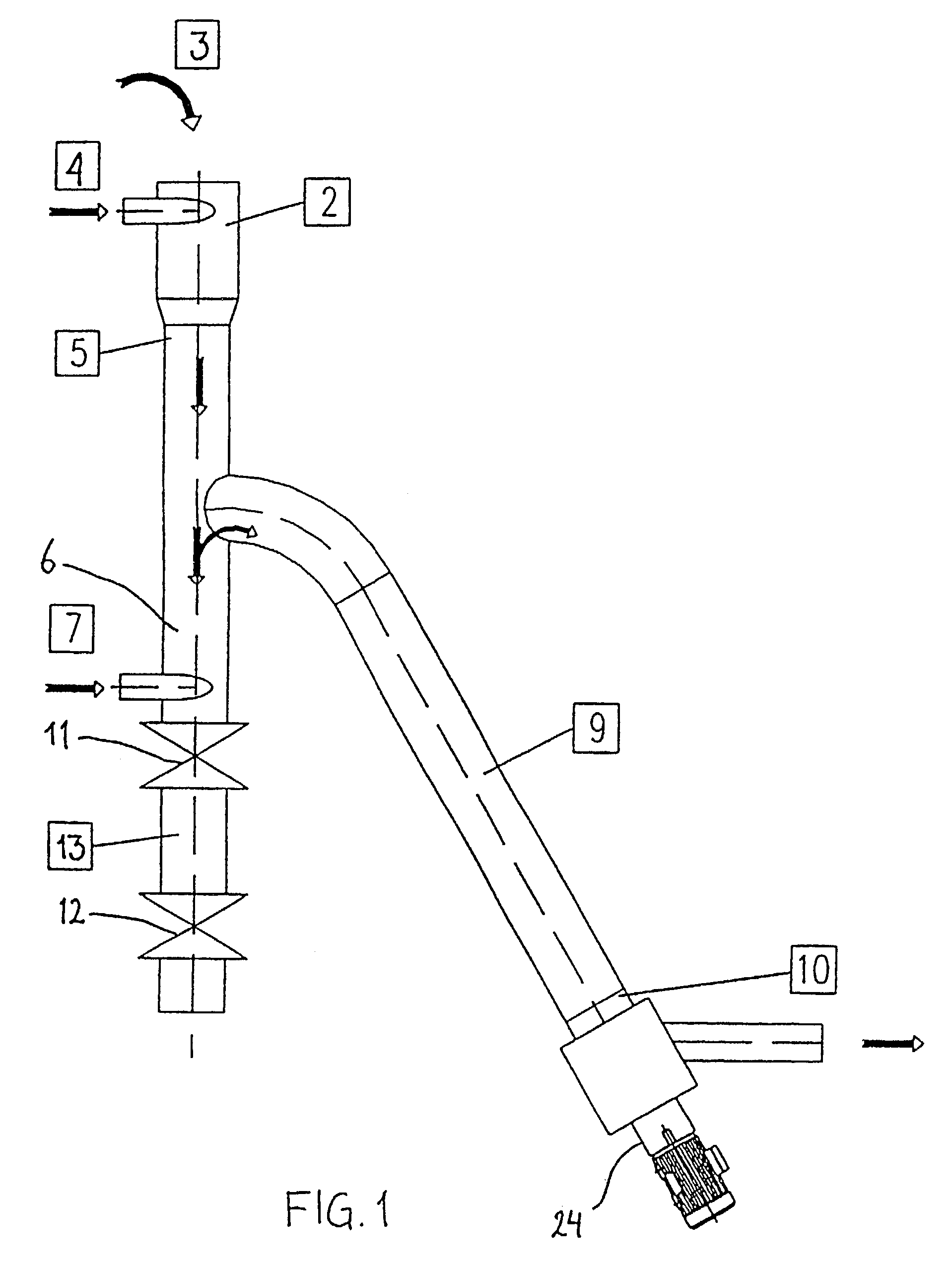 Feeding device and process and feeding system which utilize the feeding device