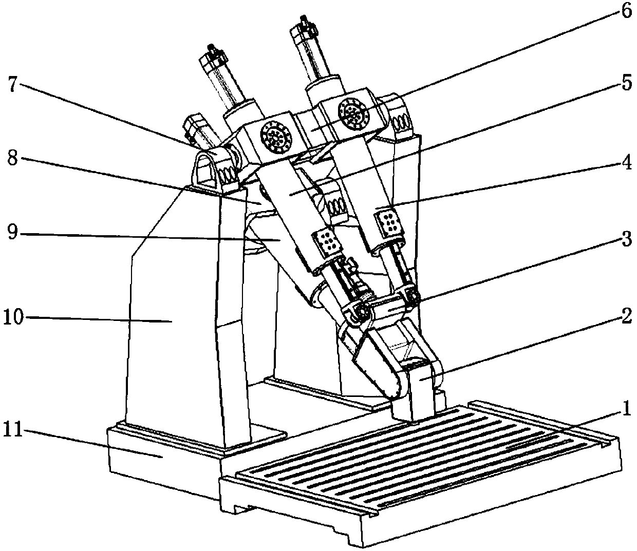 Few-joint over-constrained five-freedom-degree parallel serial robot