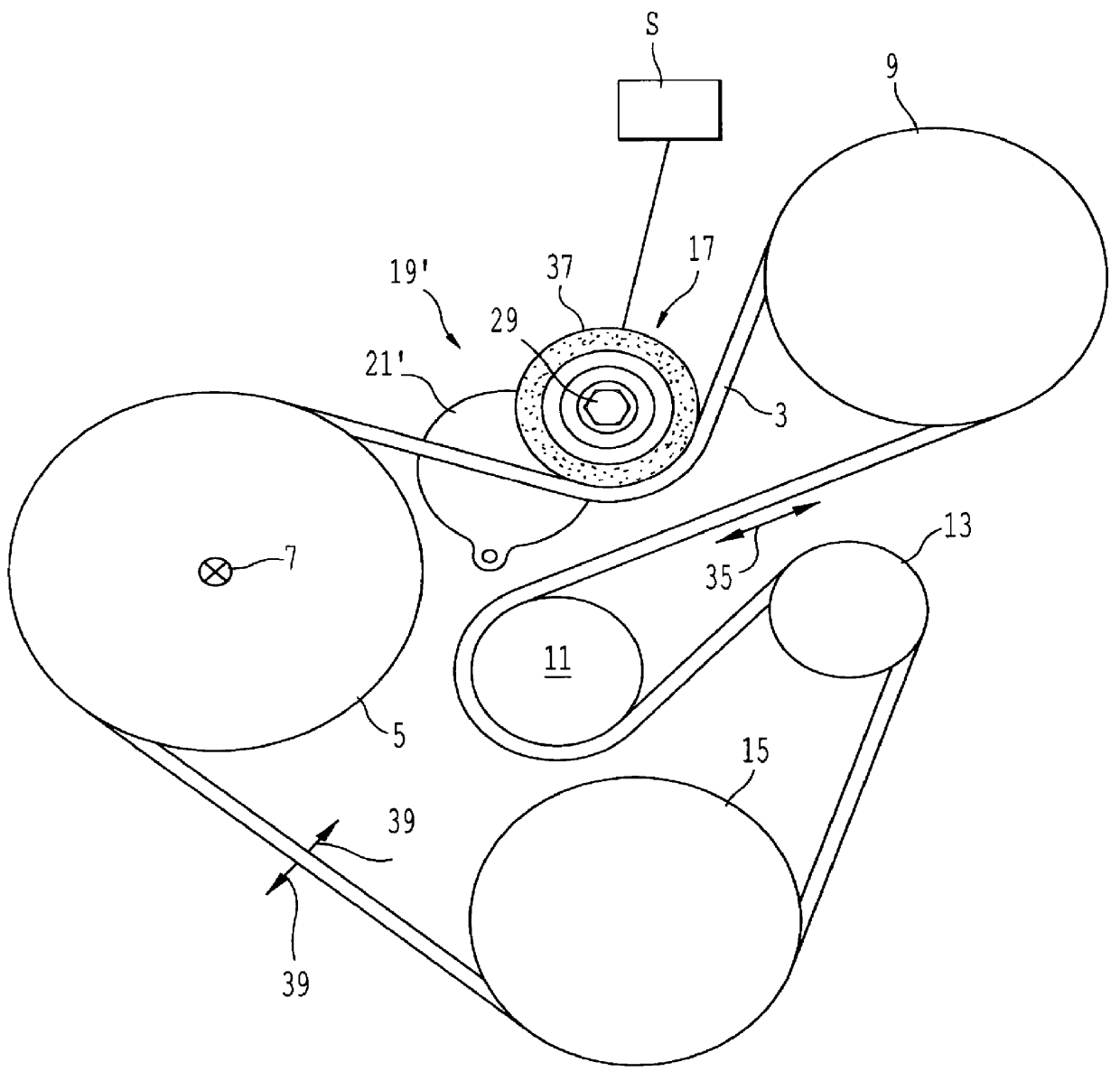 Tensioner for a mechanical power transmission, a transmission including such a tensioner, and a motor vehicle engine including such a transmission