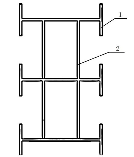 Mega column in shape of double Chinese characters ya and manufacturing method thereof