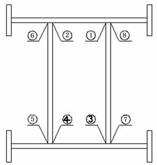 Mega column in shape of double Chinese characters ya and manufacturing method thereof