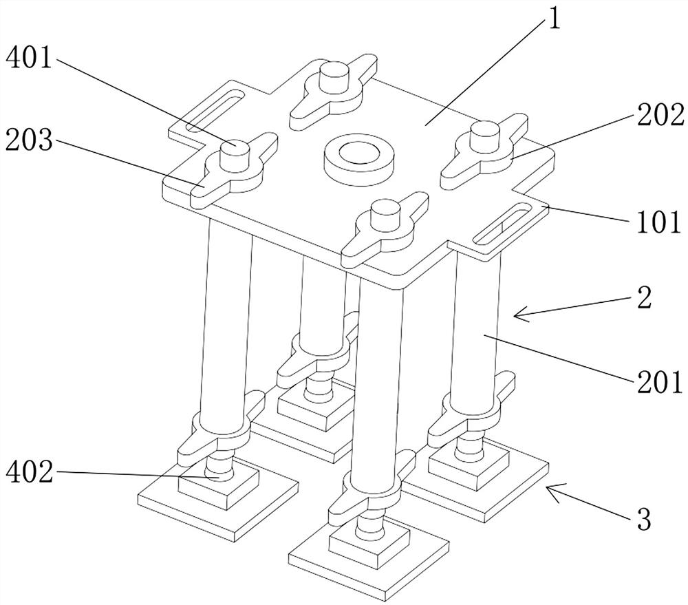 Leveling device for anchor rod drawing detection and construction method