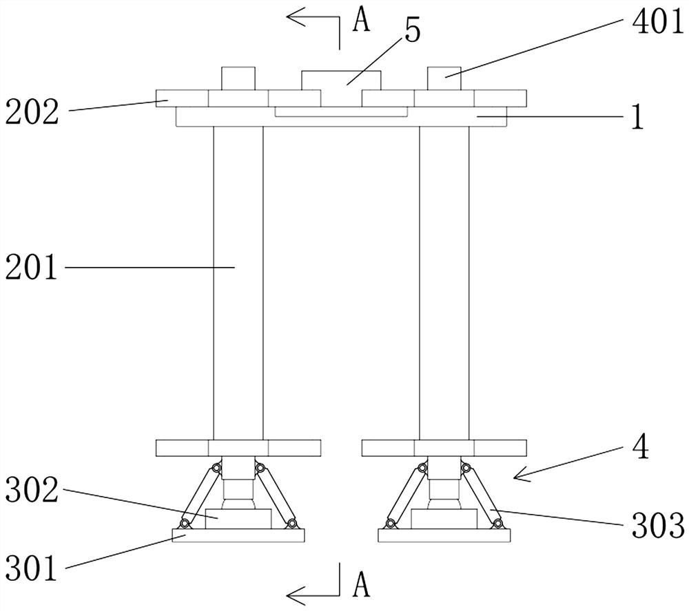 Leveling device for anchor rod drawing detection and construction method