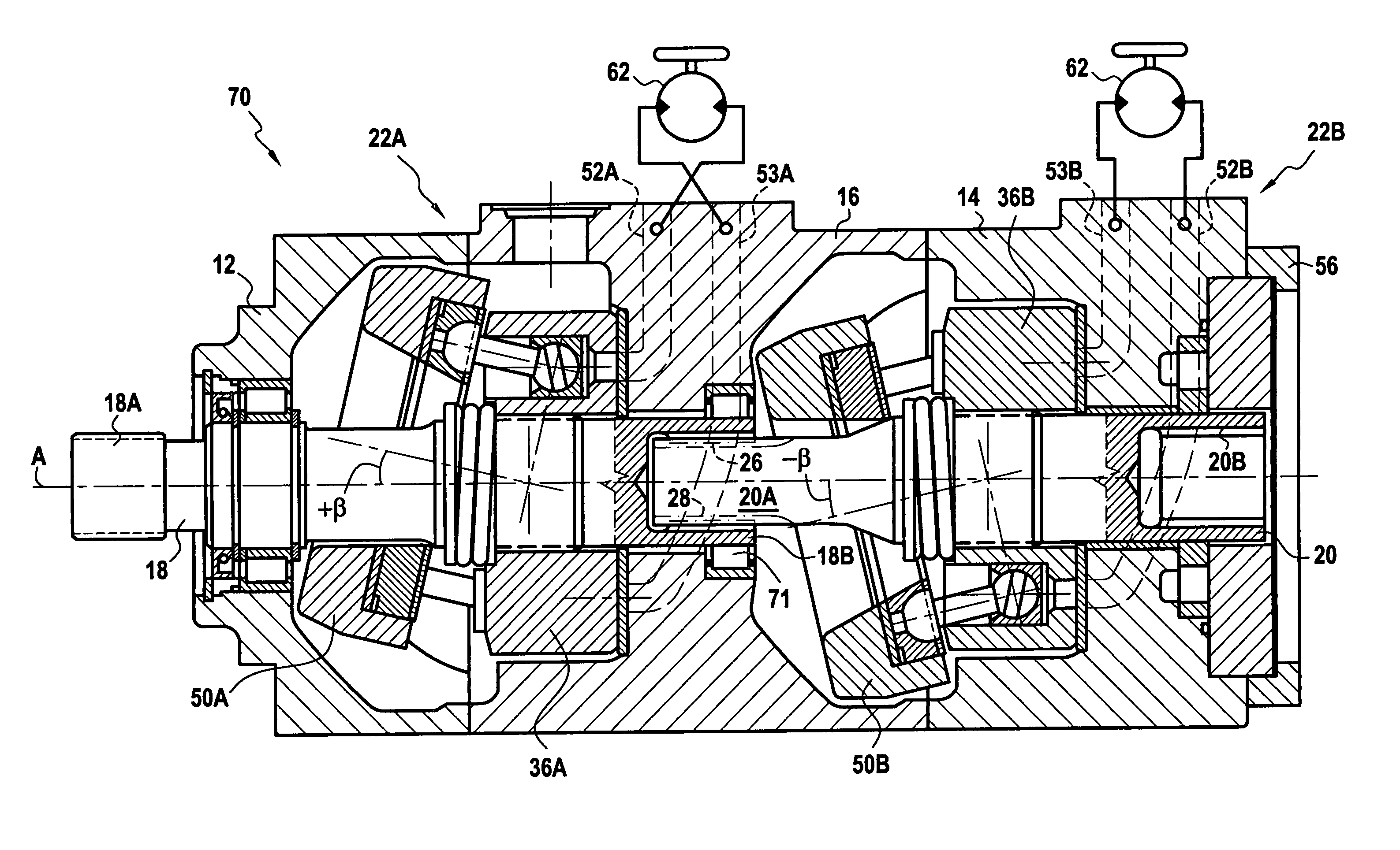 Tandem axial piston pump unit