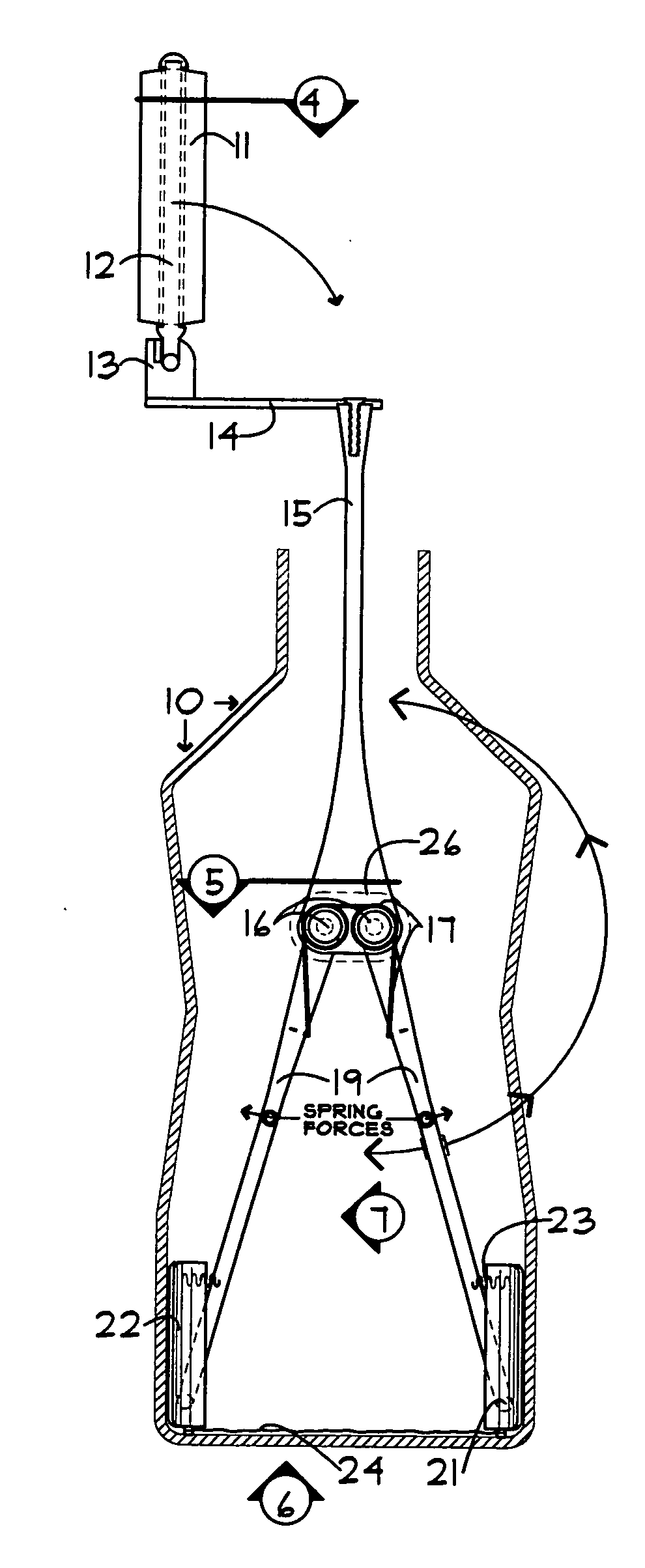 Rotatable container interior cleaning mechanism