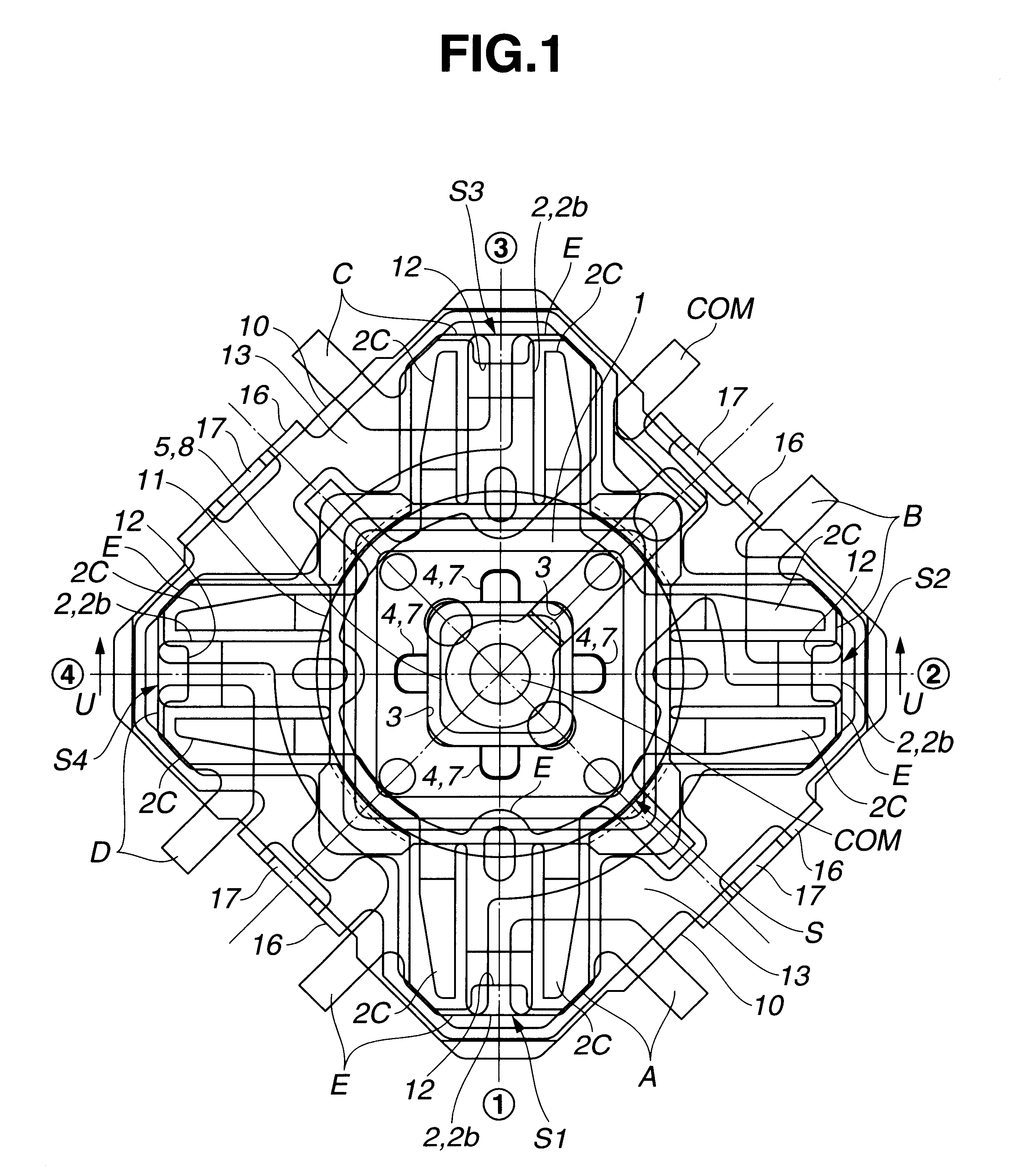 Four-way slide switch