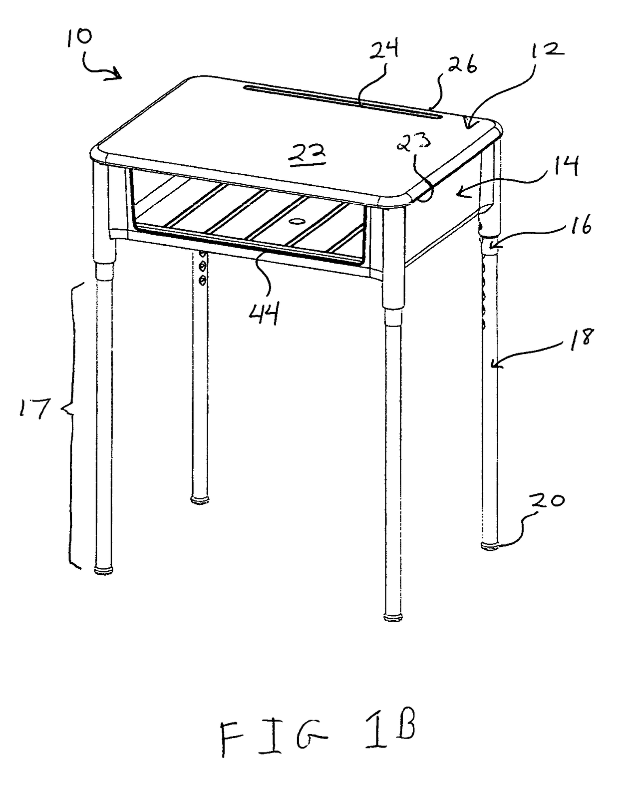 Height adjustable desk configured for stacking with legs detached