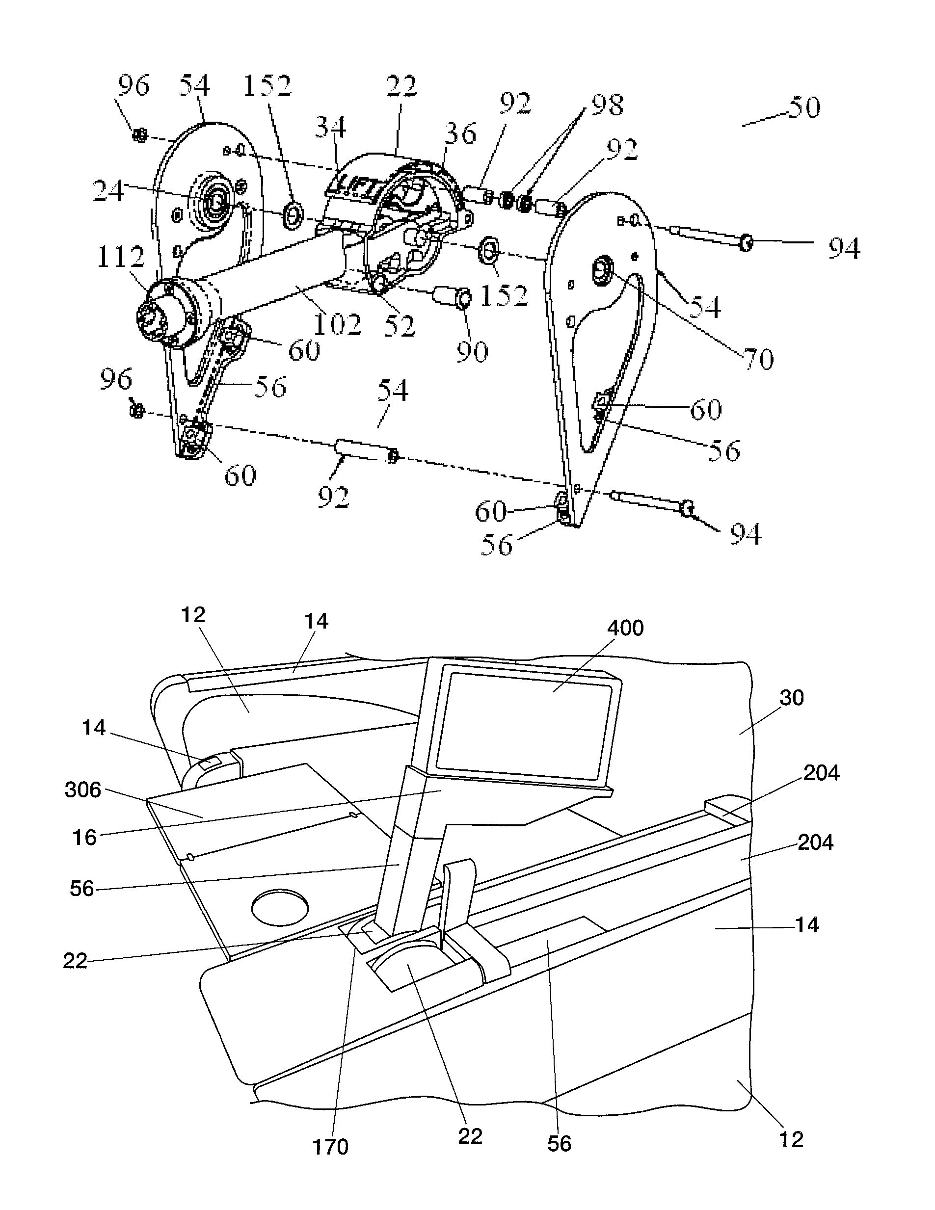 In-arm monitor seat