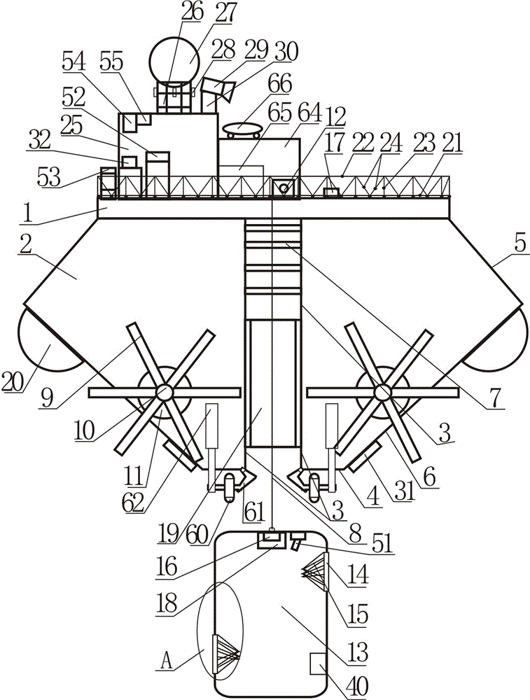 Idler wheel-type fishing vessel with fishing rods