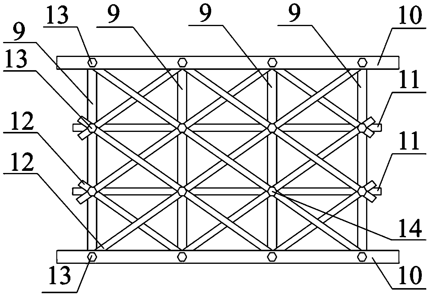 Self-reset girder-grid friction wall structural system