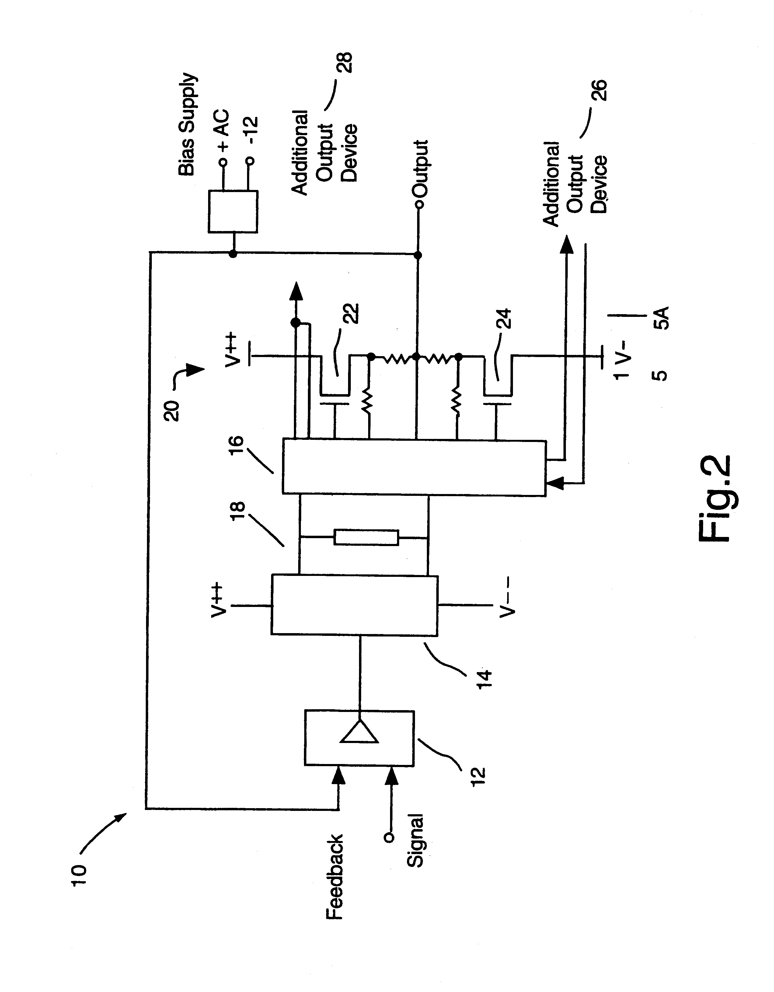 Wide bandwidth, current sharing, MOSFET audio power amplifier with multiple feedback loops