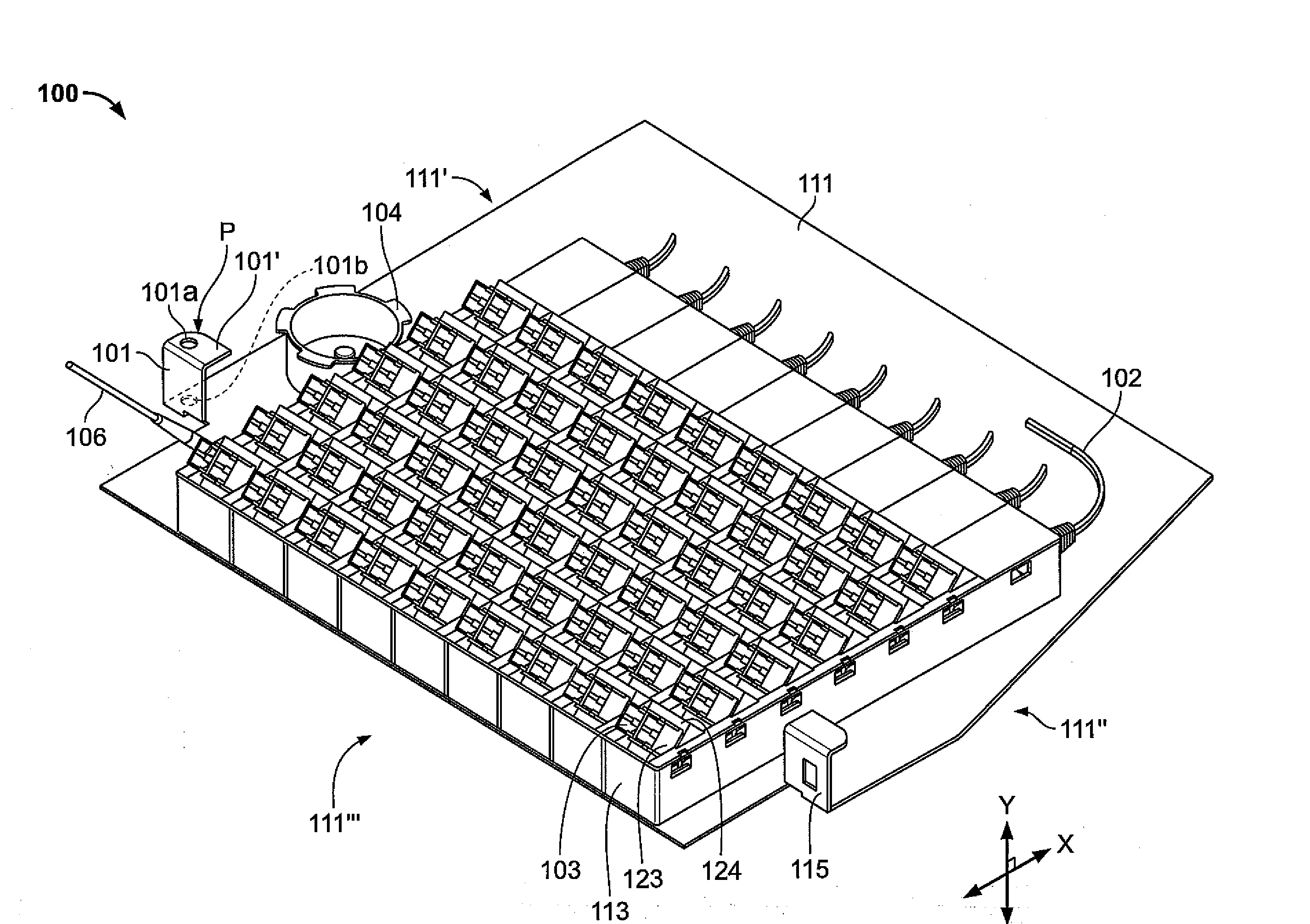 Horizontal fiber optic patching assembly