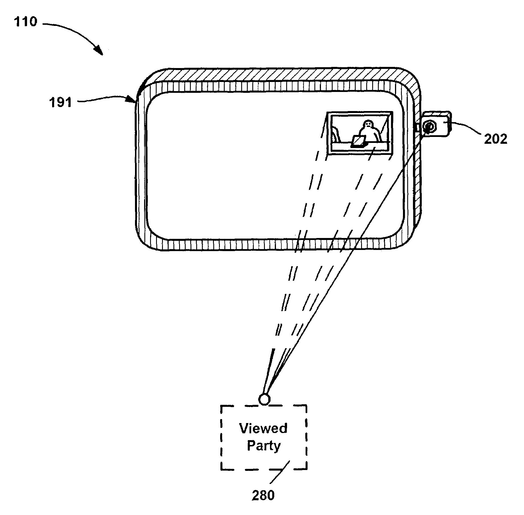 Computer camera system and method for reducing parallax