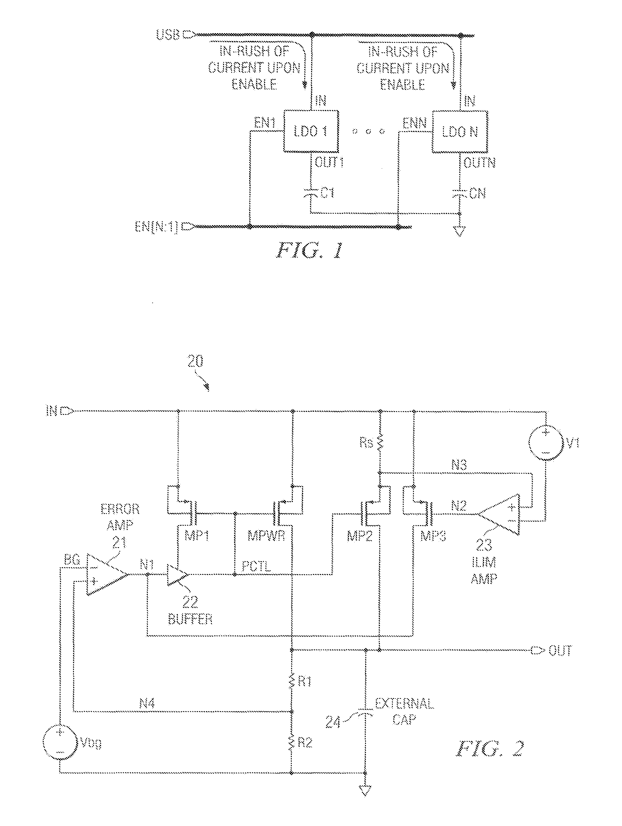 Soft-start circuit and method for low-dropout voltage regulators