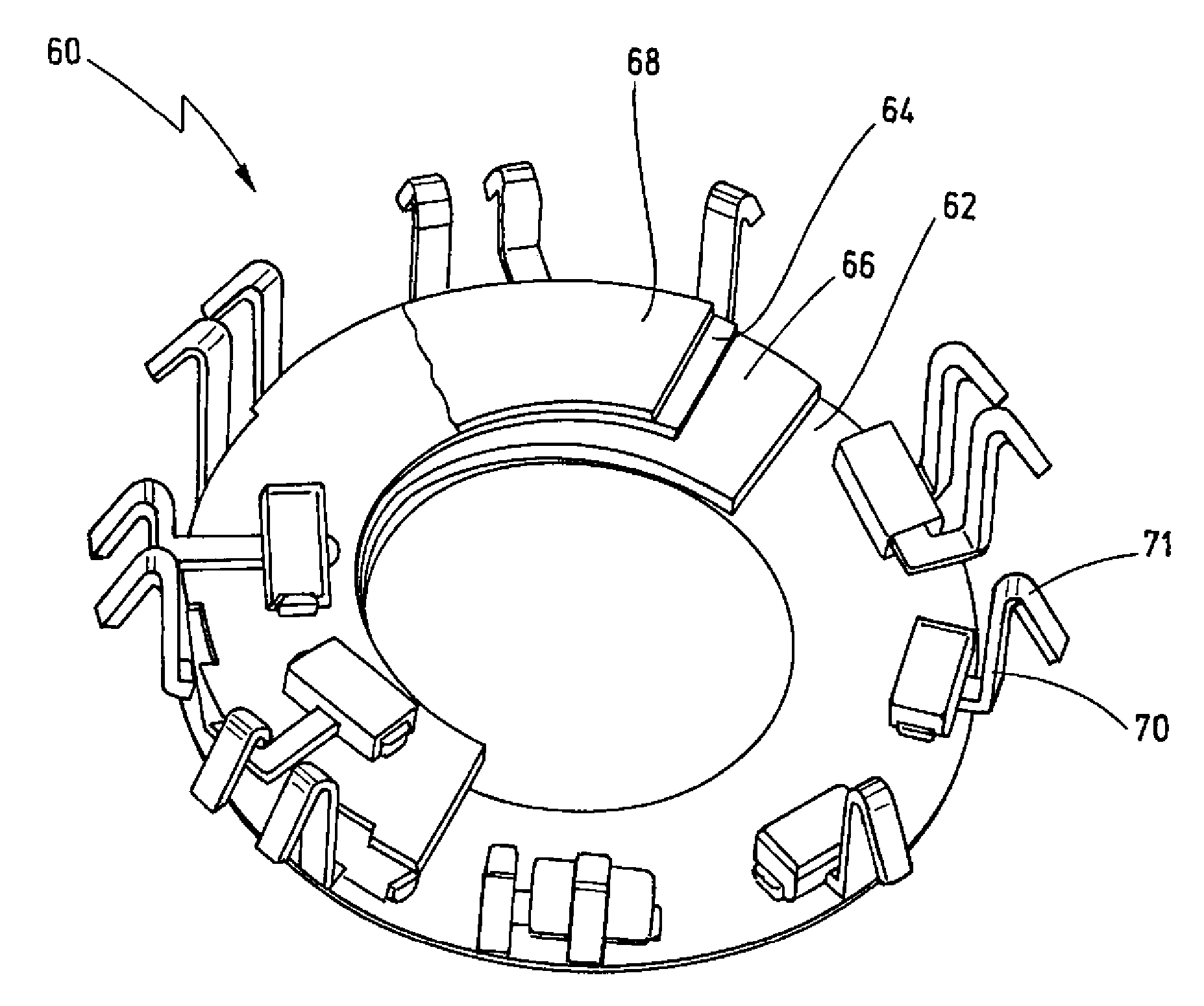 Electric motor having electrical connector rack