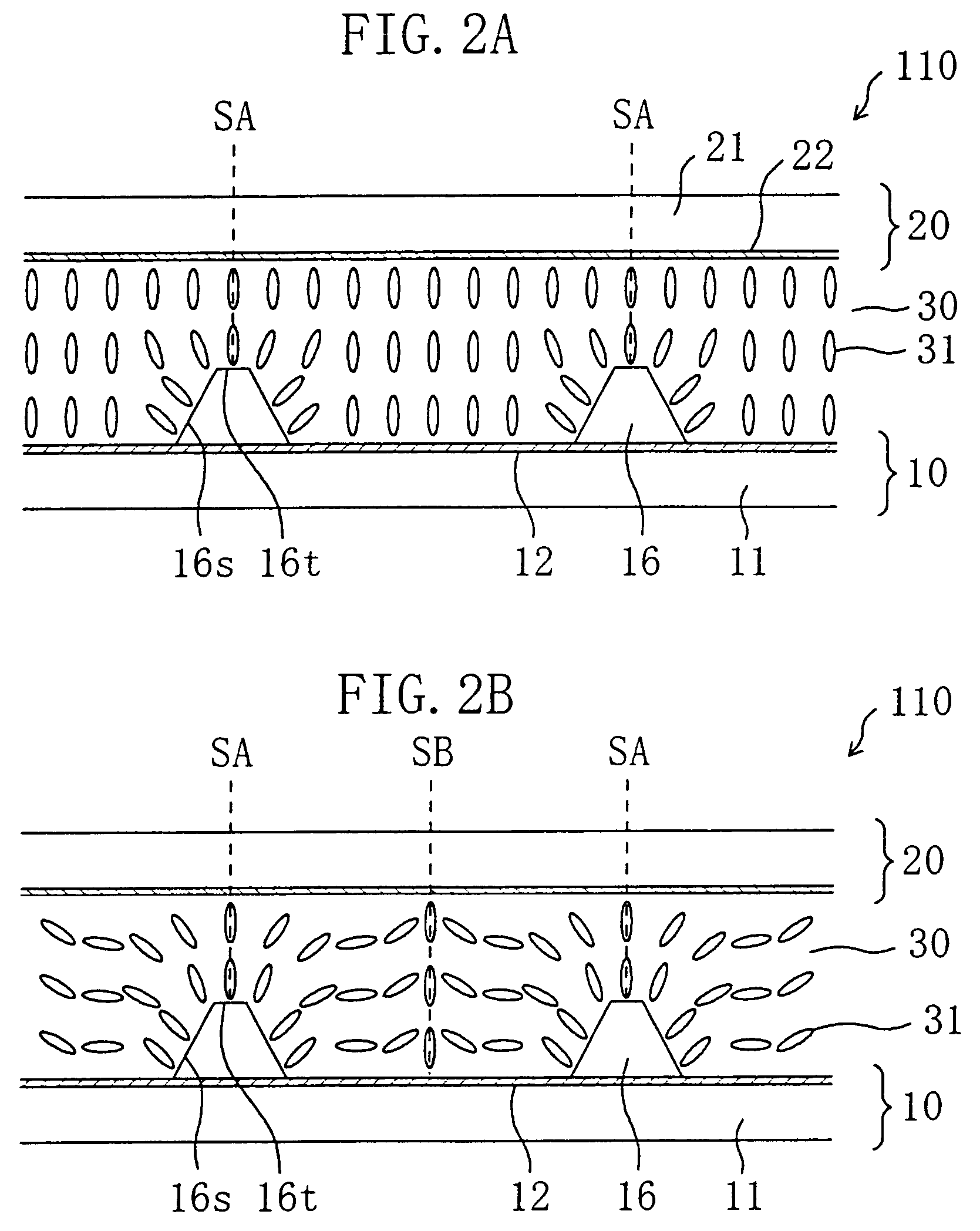 Liquid crystal display device having liquid crystal domains with radially-inclined orientation